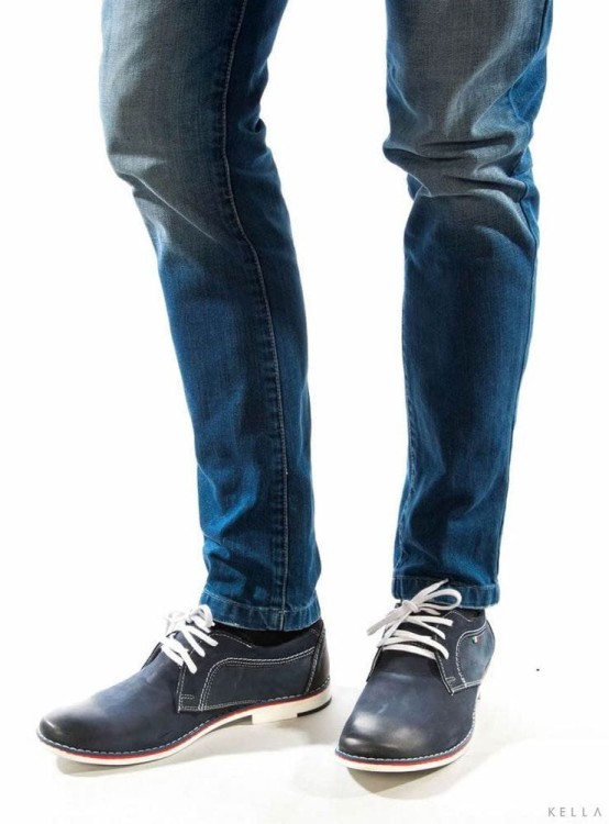 Półbuty skórzane Vinci, z białą podeszwą