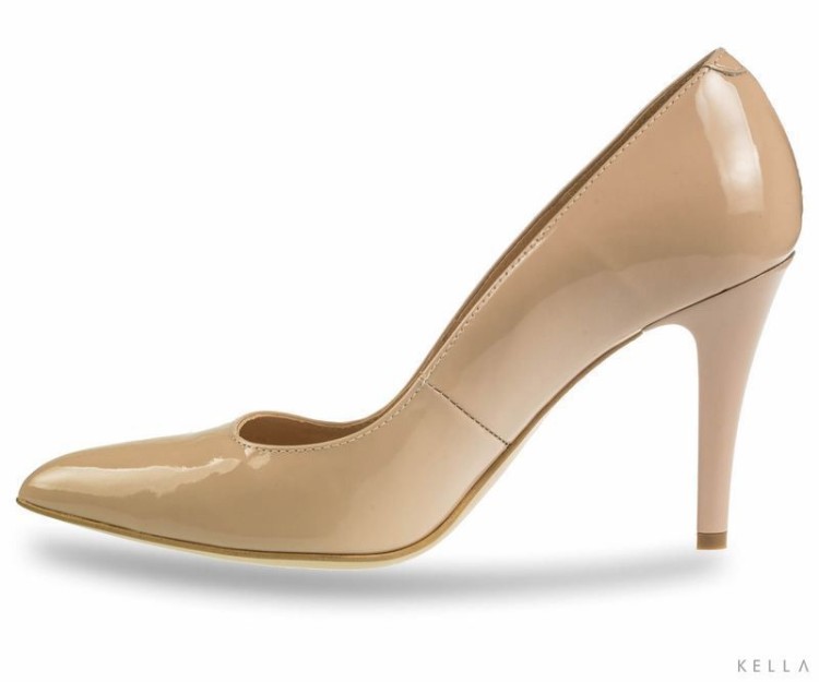 Czółenka Bravo Moda, beżowe - lakier