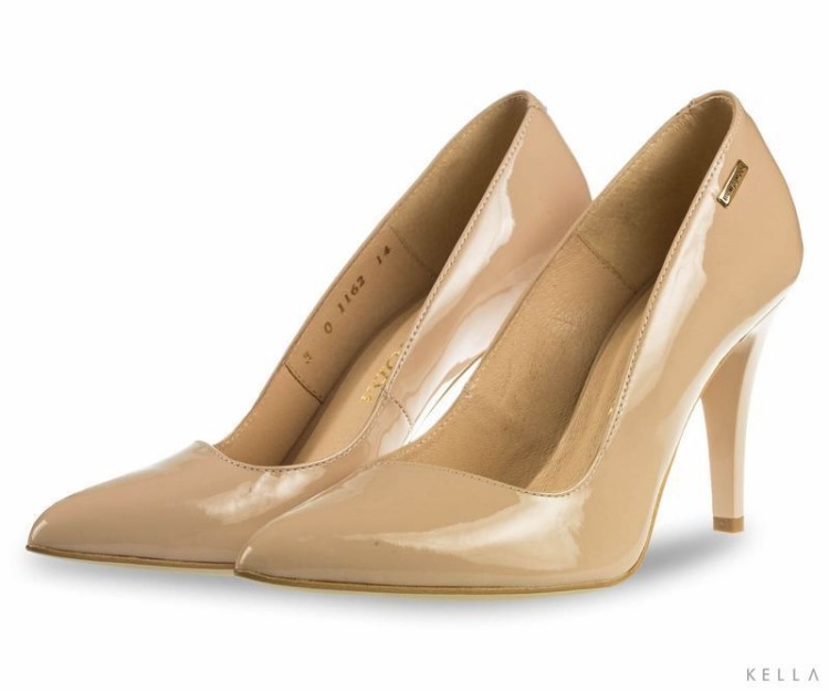 Czółenka Bravo Moda, beżowe - lakier